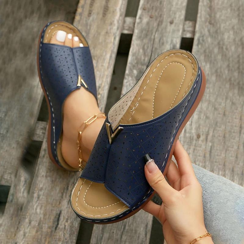 Damen Plateau-Slipper aus PU mit runder Zehe Jully