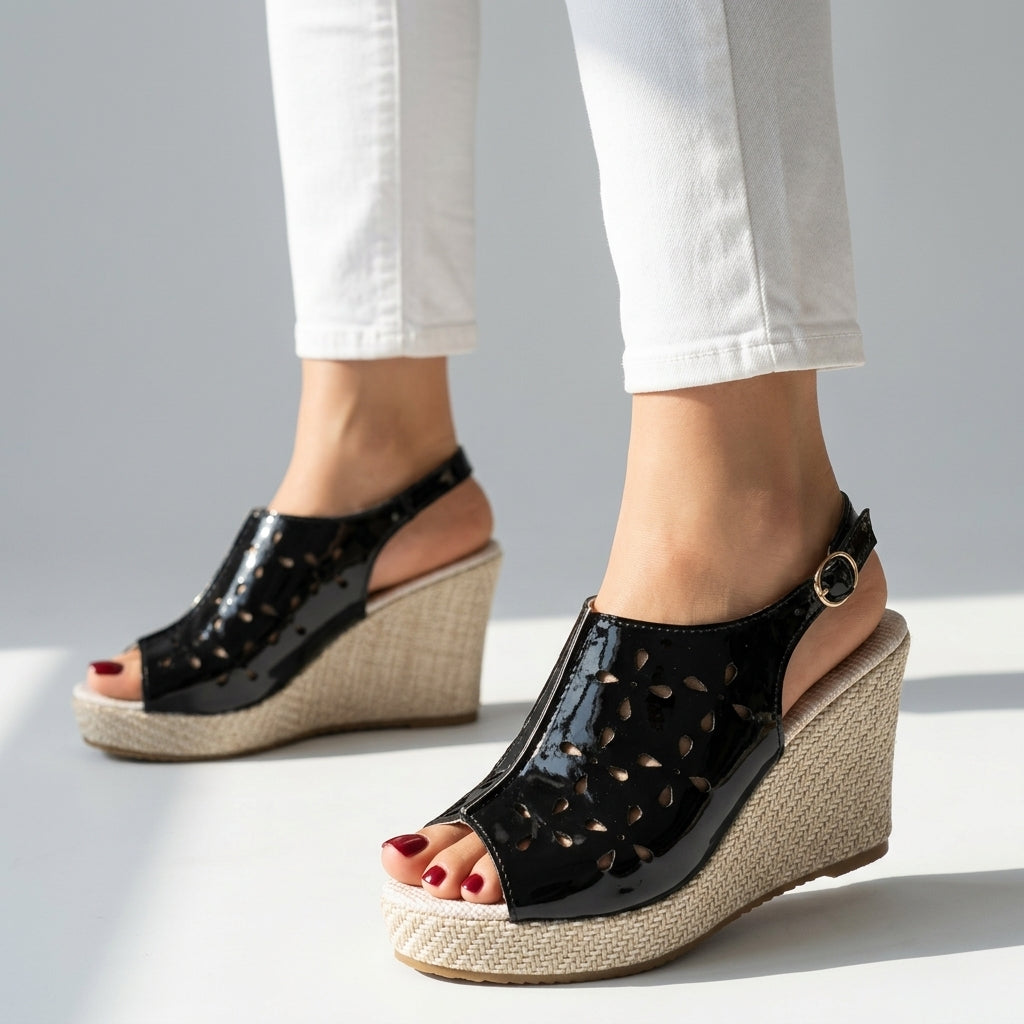 Damen Plateau Sandalen mit gepolstertem Fußbett Jully