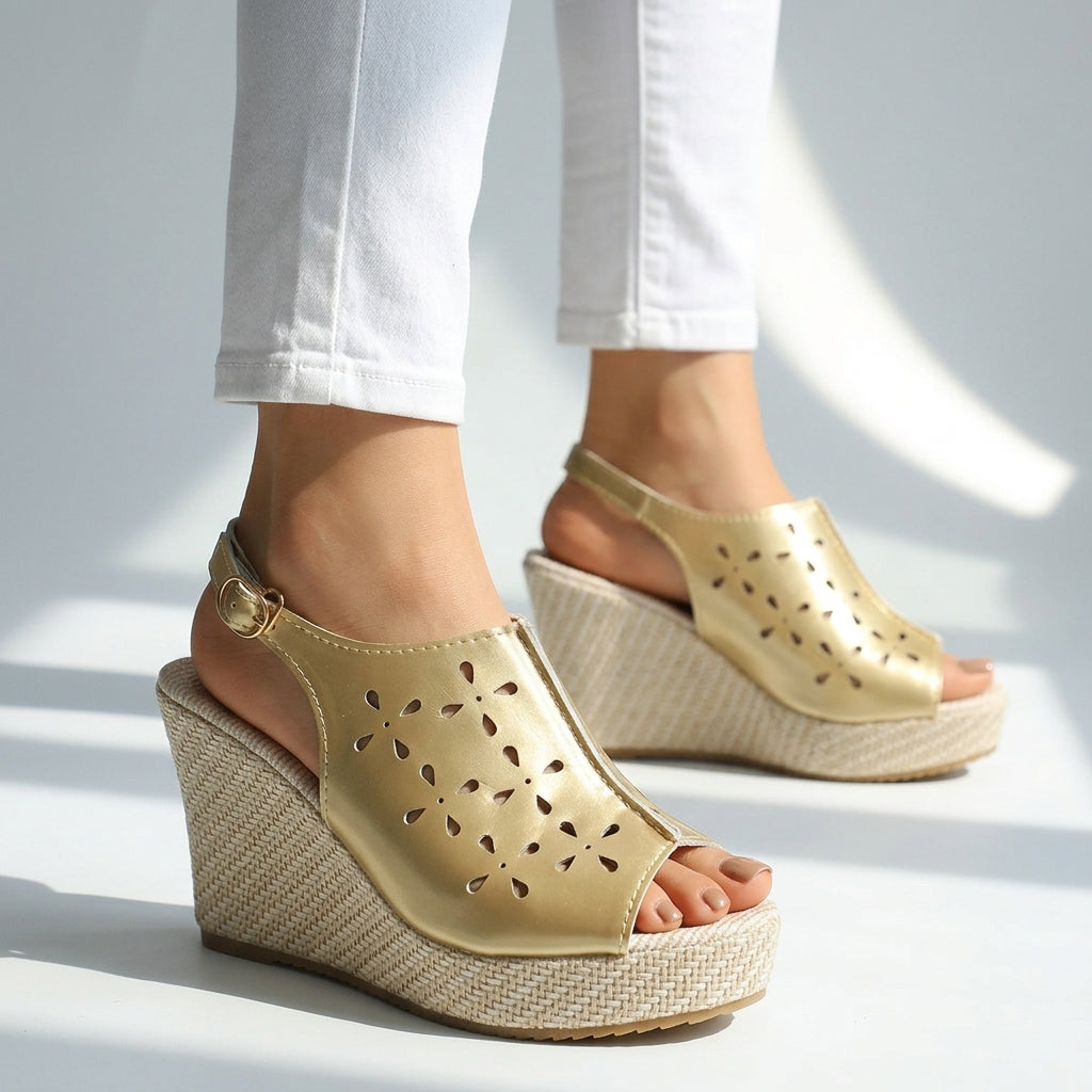 Damen Plateau Sandalen mit gepolstertem Fußbett Jully