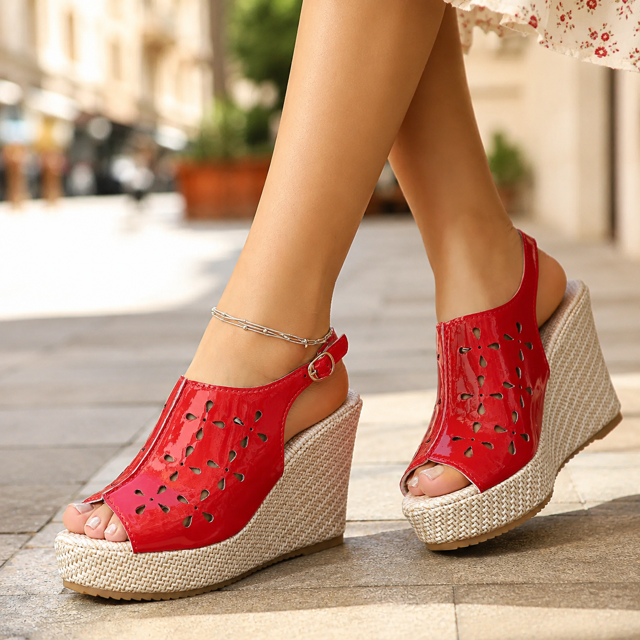 Damen Plateau Sandalen mit gepolstertem Fußbett Jully