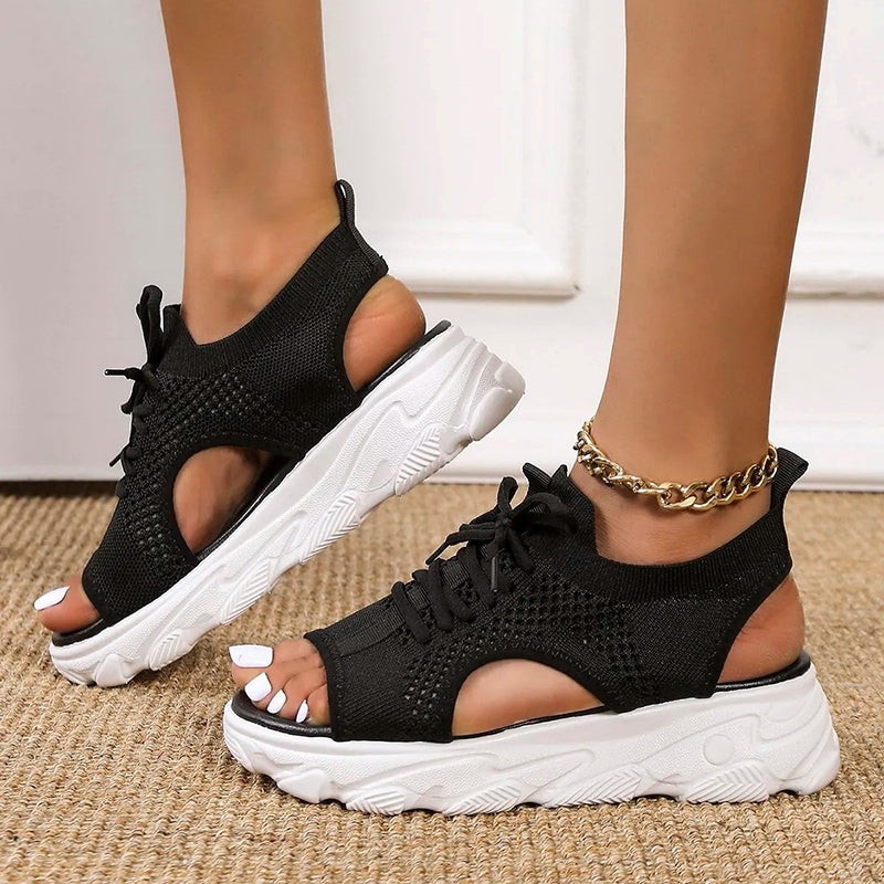 Damen Plateausandalen aus atmungsaktivem Mesh Jully