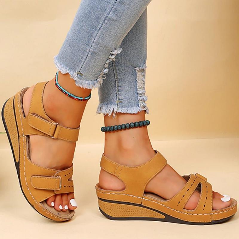 Damen Plateausandalen mit Klettverschluss für den Sommer Jully