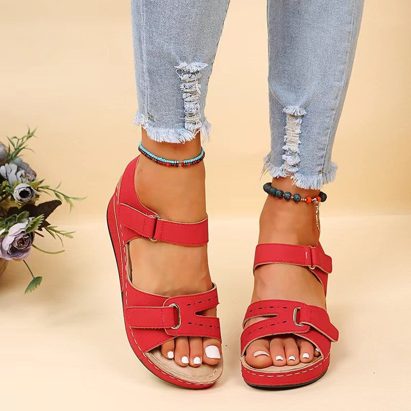 Damen Plateausandalen mit Klettverschluss für den Sommer Jully