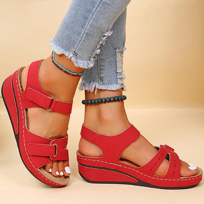 Damen Plateausandalen mit Klettverschluss für den Sommer Jully