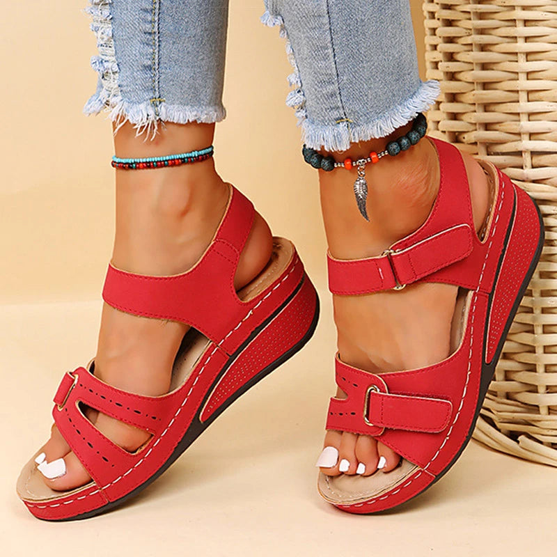 Damen Plateausandalen mit Klettverschluss für den Sommer Jully