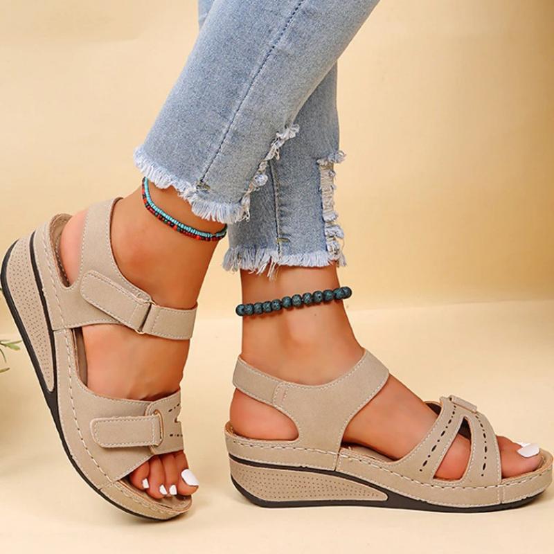 Damen Plateausandalen mit Klettverschluss für den Sommer Jully