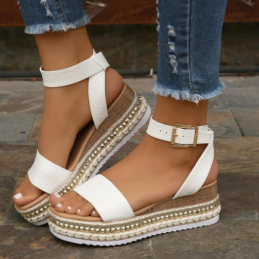 Damen Plateausandalen mit Schnallenriemen Jully
