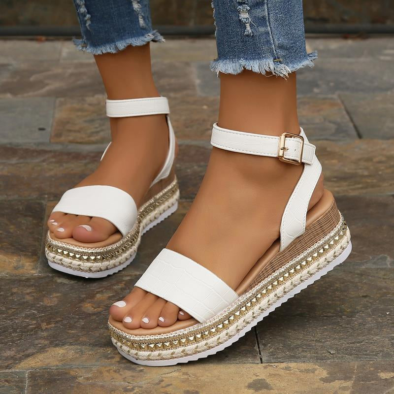 Damen Plateausandalen mit Schnallenriemen Jully