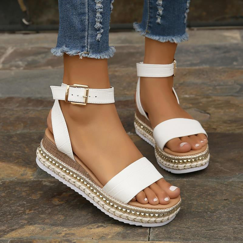 Damen Plateausandalen mit Schnallenriemen Jully