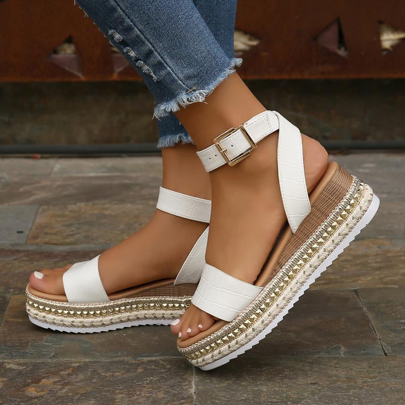 Damen Plateausandalen mit Schnallenriemen Jully
