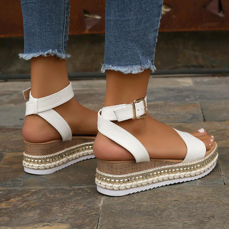 Damen Plateausandalen mit Schnallenriemen Jully