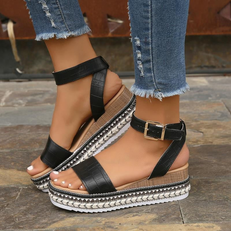 Damen Plateausandalen mit Schnallenriemen Jully