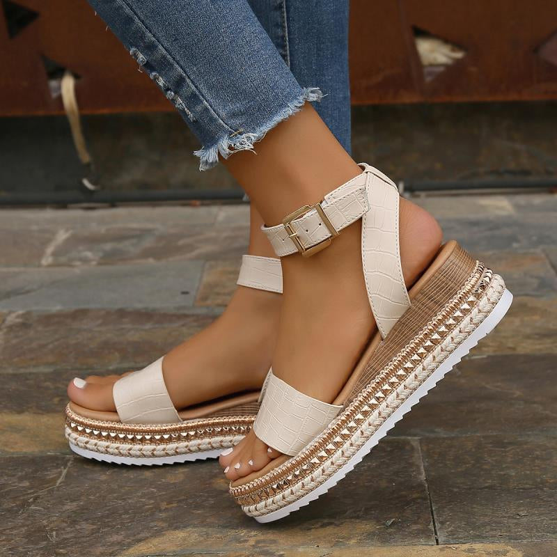Damen Plateausandalen mit Schnallenriemen Jully