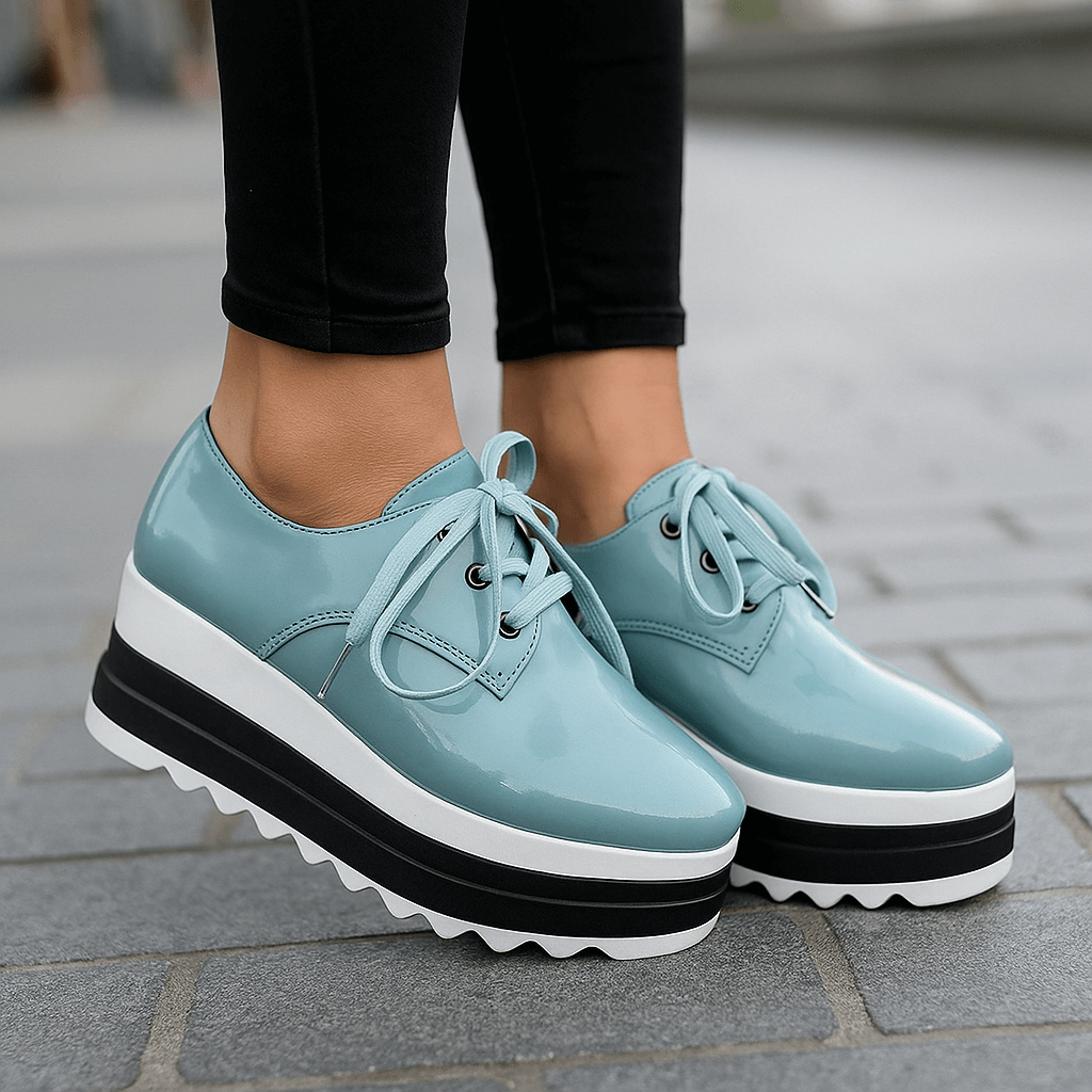 Damen Plateauschuhe mit Hochglanz-Finish und Stoßdämpfung Jully