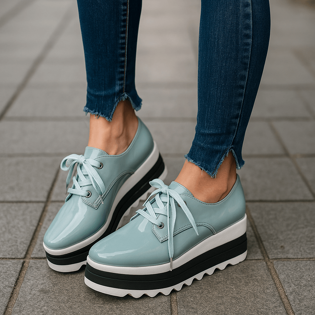 Damen Plateauschuhe mit Hochglanz-Finish und Stoßdämpfung Jully
