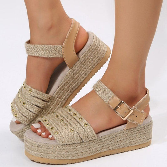 Damen Plateausohle-Sandalen aus Leinen Jully