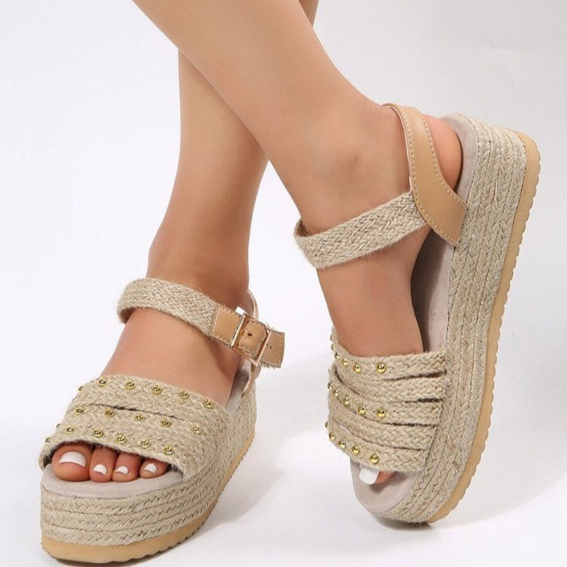 Damen Plateausohle-Sandalen aus Leinen Jully