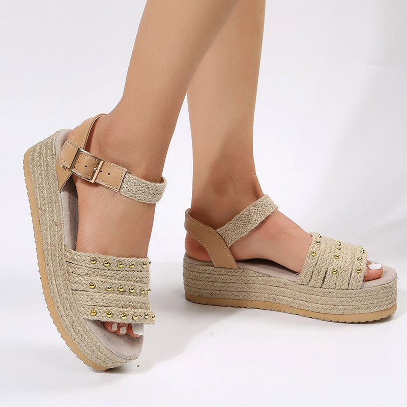 Damen Plateausohle-Sandalen aus Leinen Jully