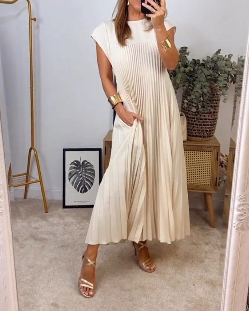 Damen Plisseekleid mit ärmellosem Design für Hochzeitsgast Jully