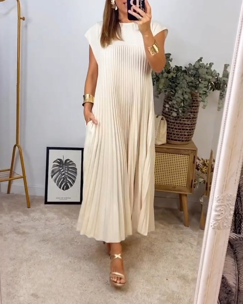 Damen Plisseekleid mit ärmellosem Design für Hochzeitsgast Jully