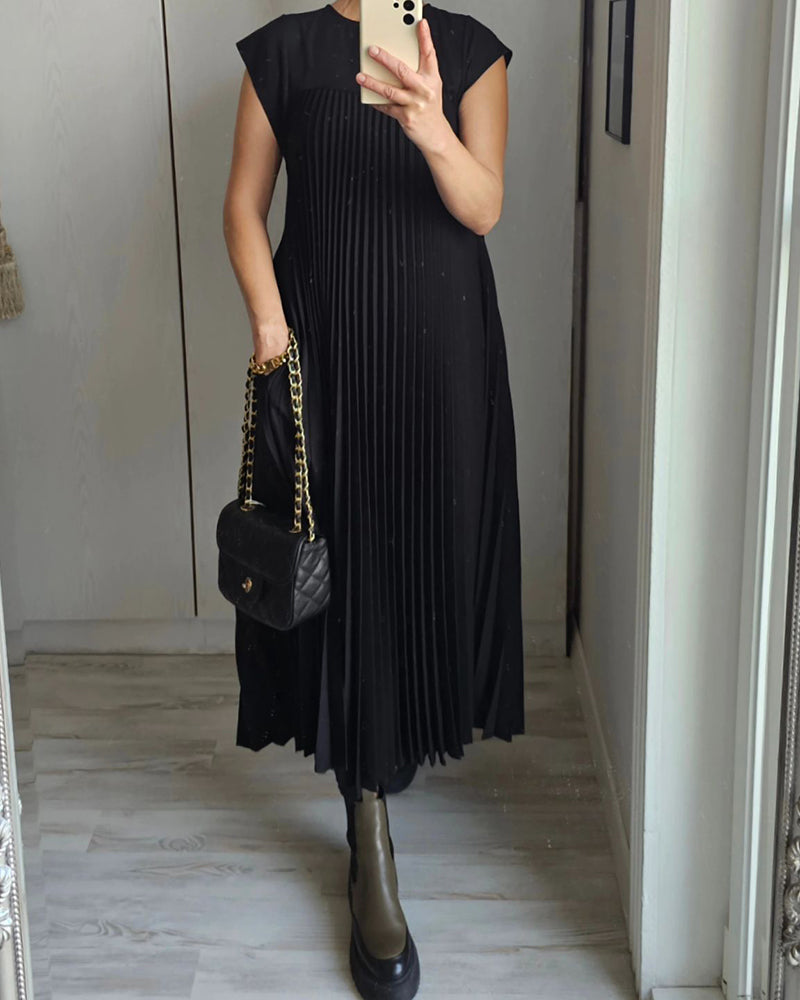 Damen Plisseekleid mit ärmellosem Design für Hochzeitsgast Jully