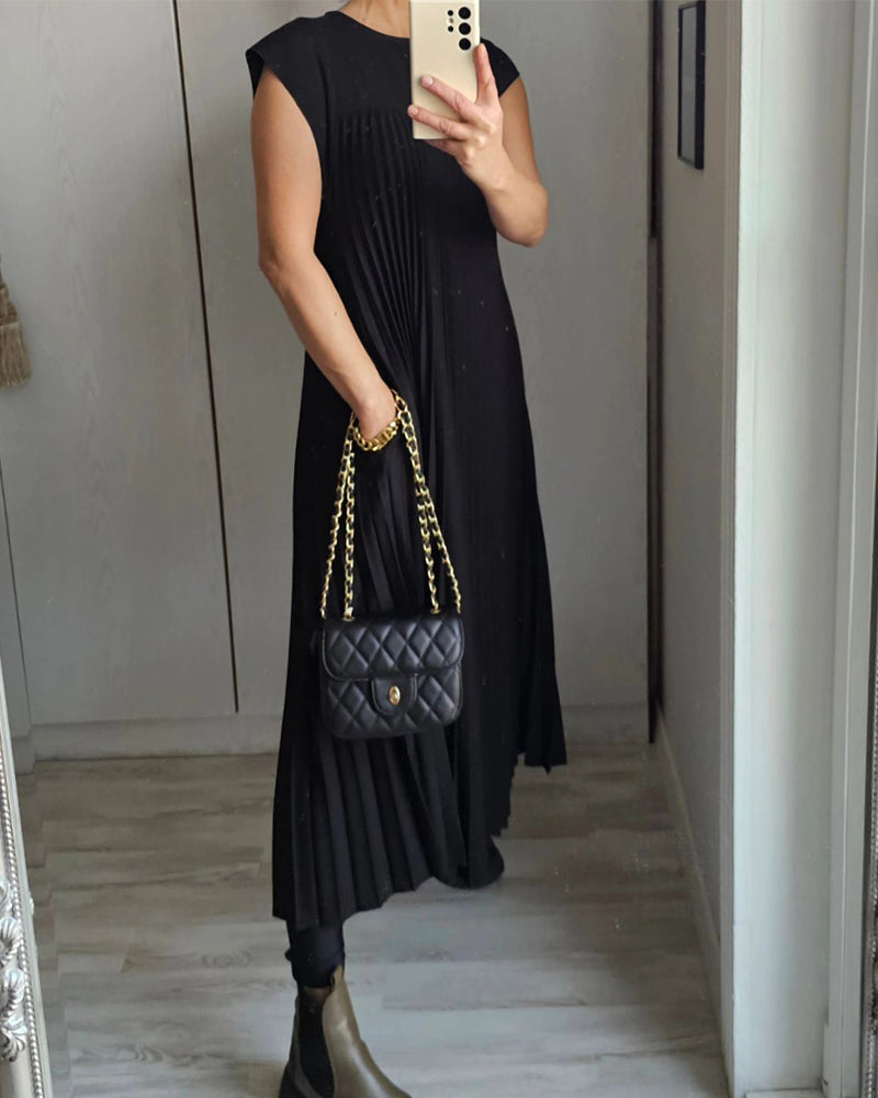 Damen Plisseekleid mit ärmellosem Design für Hochzeitsgast Jully