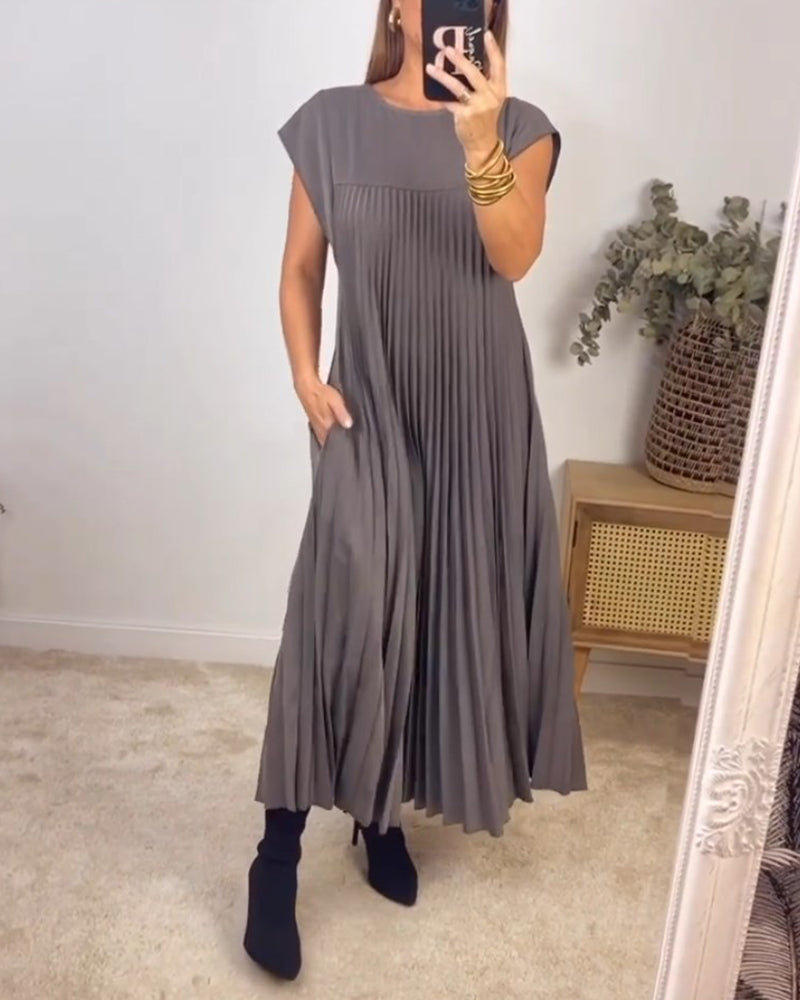 Damen Plisseekleid mit ärmellosem Design für Hochzeitsgast Jully