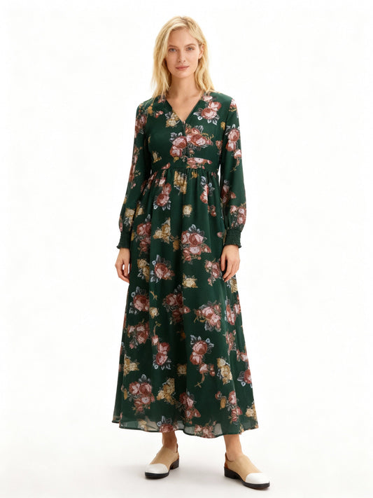 Damen Plissiertes Kleid mit langen Ärmeln in Schwarz Jully