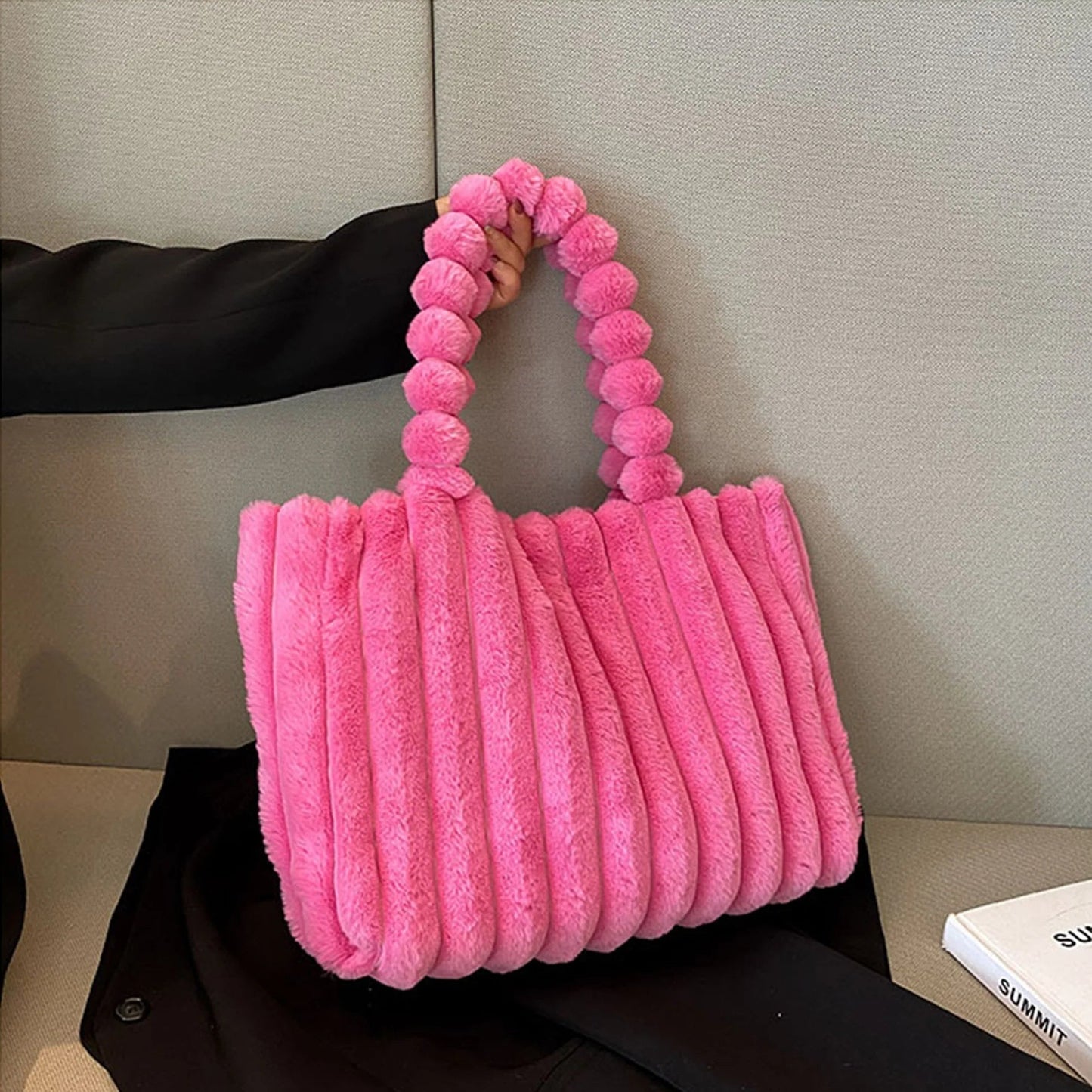 Damen Plüsch-Handtasche mit mehreren Fächern Jully