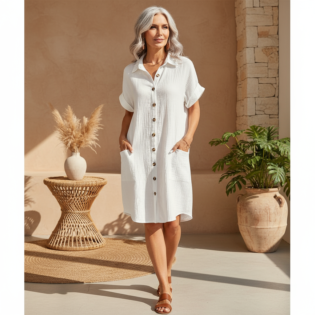 Damen Polokleid mit lässigem Schnitt aus Baumwolle Jully