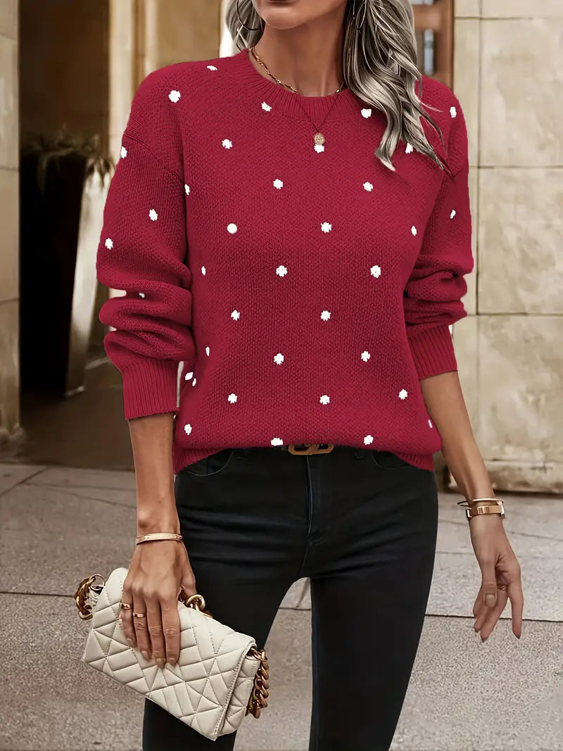 Damen Pullover Langarm mit Punkten aus Strick Jully