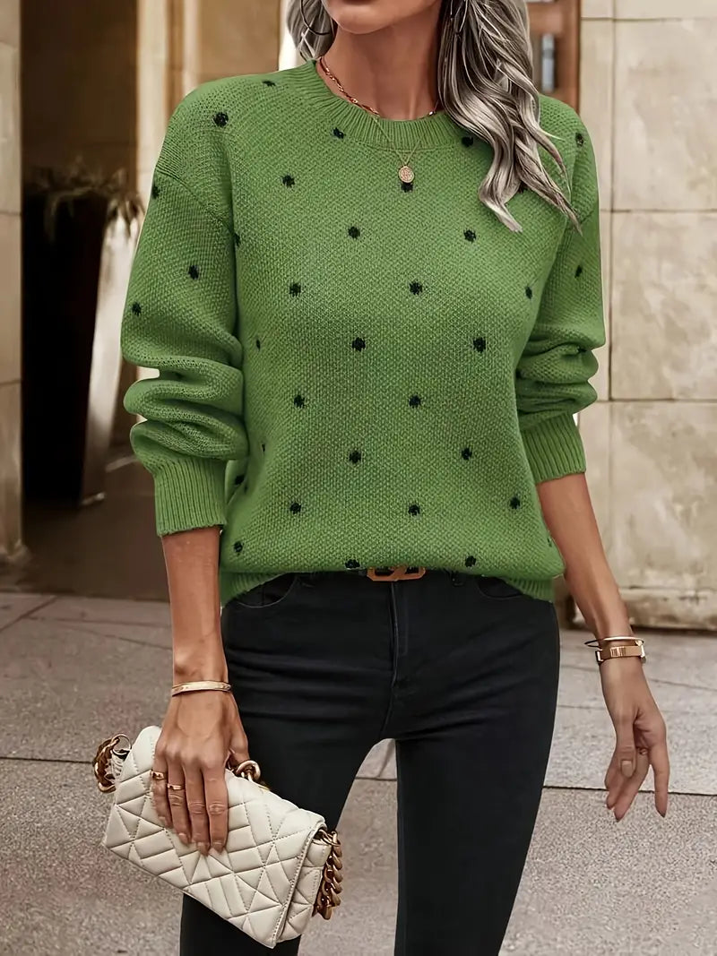 Damen Pullover Langarm mit Punkten aus Strick Jully