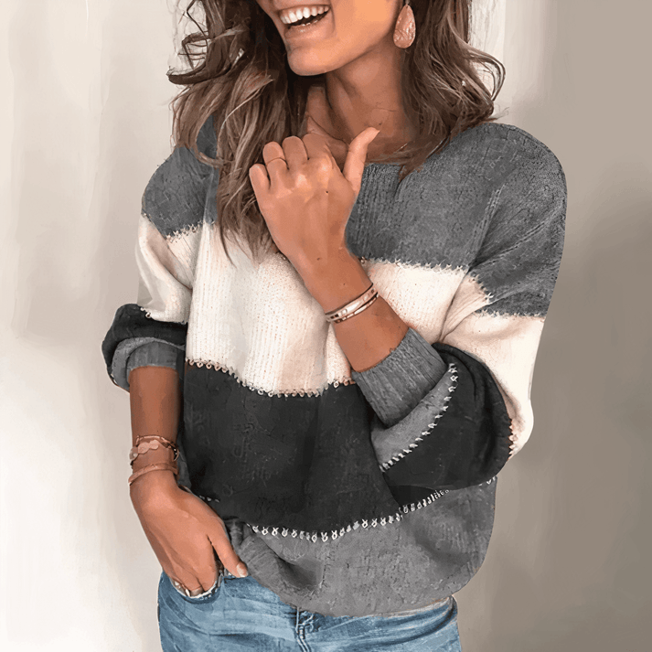 Damen Pullover Langarm mit Streifen Jully