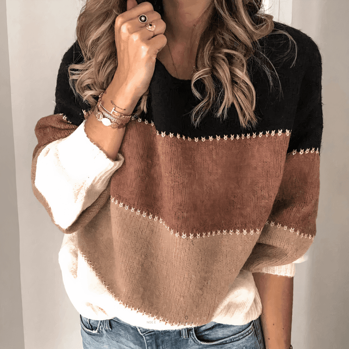 Damen Pullover Langarm mit Streifen Jully