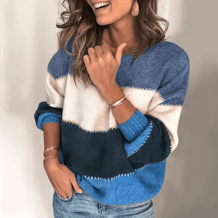 Damen Pullover Langarm mit Streifen Jully