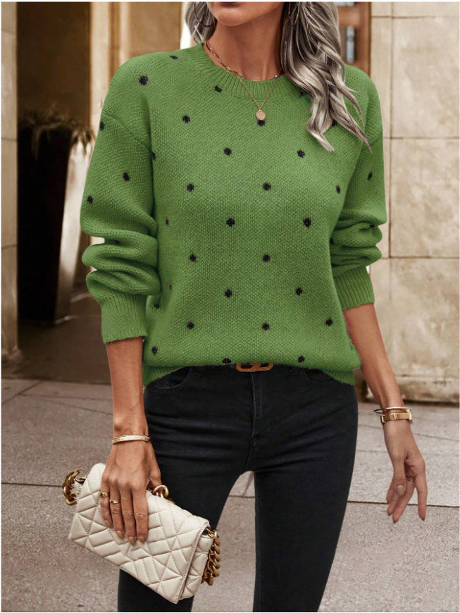 Damen Pullover Langarm mit gepunktetem Design Jully