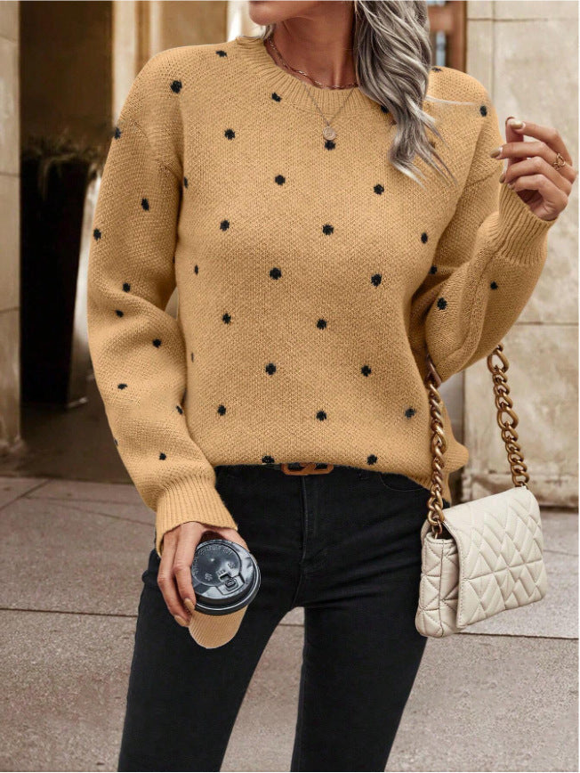 Damen Pullover Langarm mit gepunktetem Design Jully