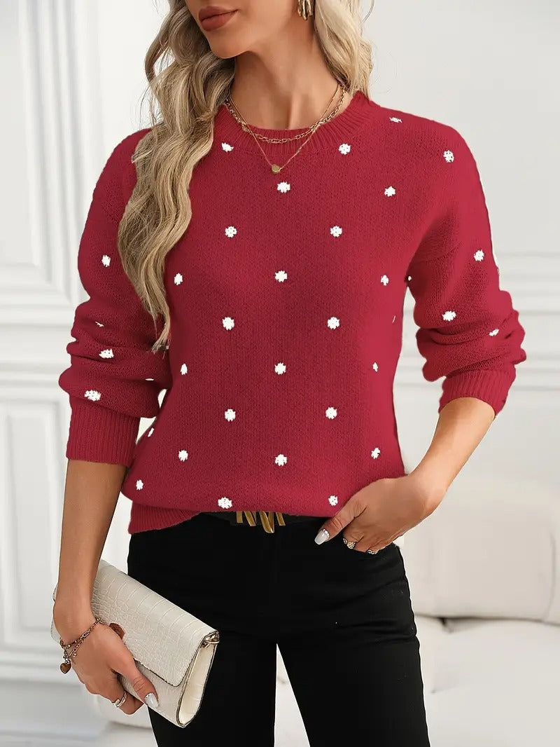 Damen Pullover Langarm mit gepunktetem Design Jully