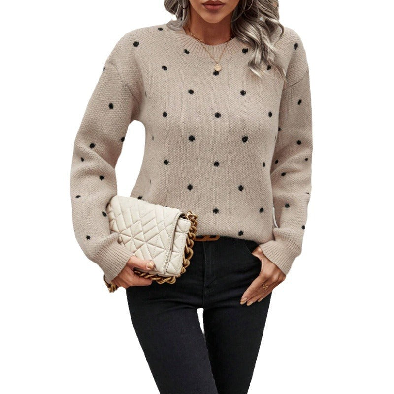 Damen Pullover Langarm mit gepunktetem Design Jully