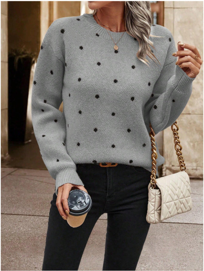 Damen Pullover Langarm mit gepunktetem Design Jully