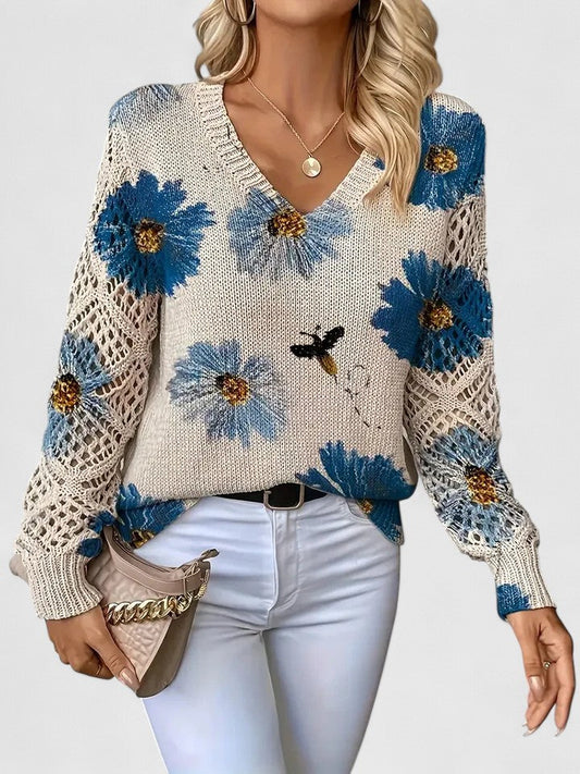 Damen Pullover aus Baumwolle mit V-Ausschnitt Jully