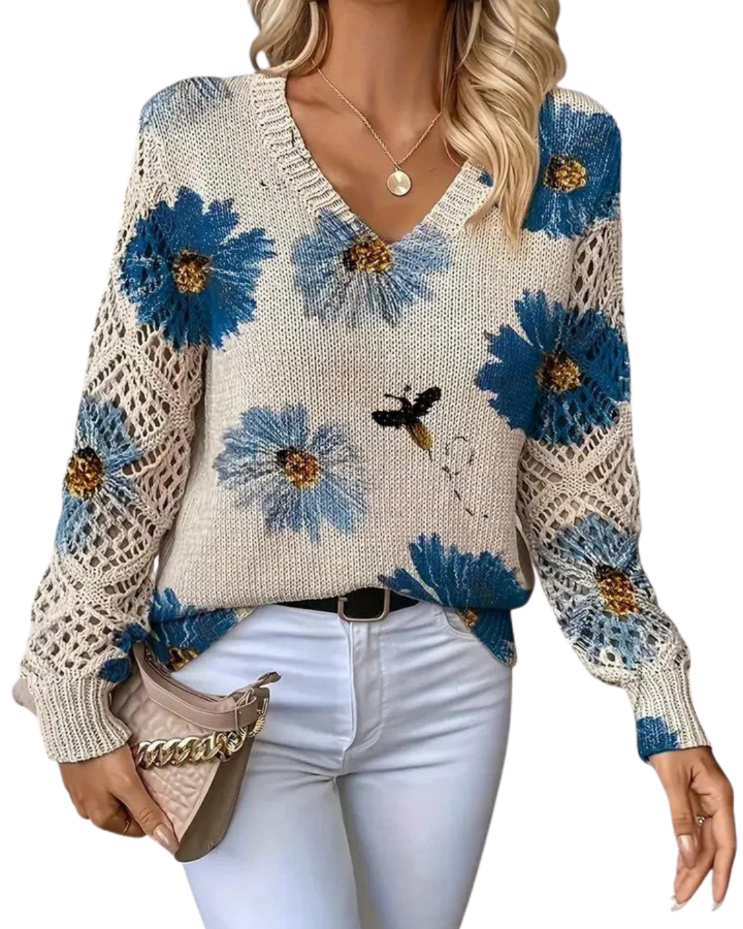 Damen Pullover aus Baumwolle mit V-Ausschnitt Jully