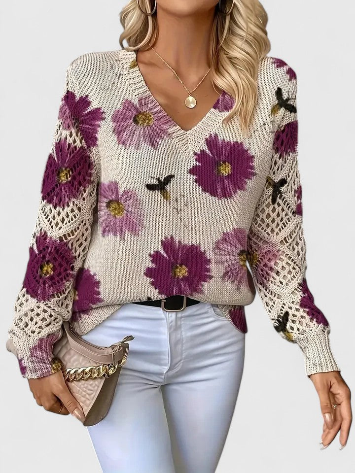 Damen Pullover aus Baumwolle mit V-Ausschnitt Jully