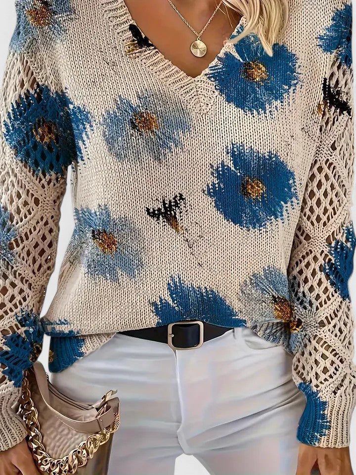 Damen Pullover aus Baumwolle mit V-Ausschnitt Jully