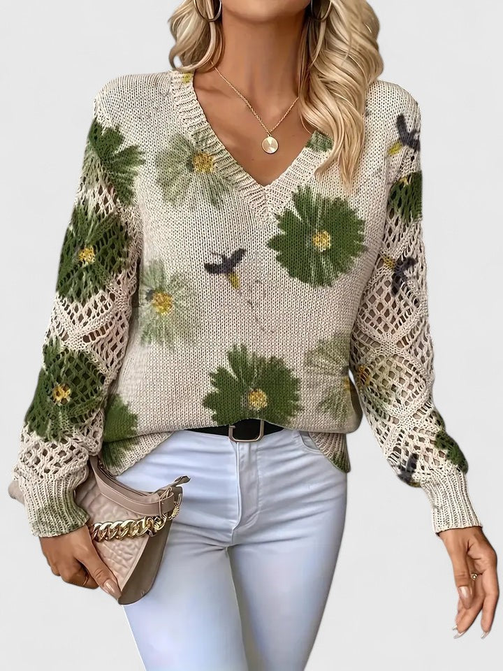 Damen Pullover aus Baumwolle mit V-Ausschnitt Jully