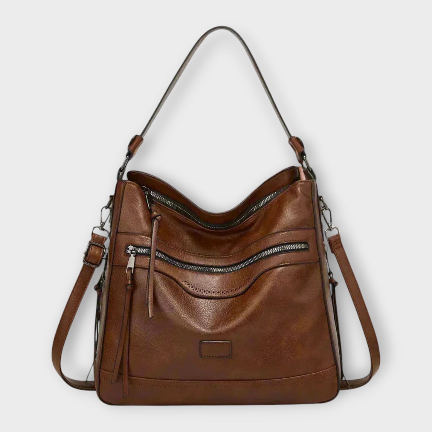 Damen Retro-Handtasche aus Leder in Braun Jully