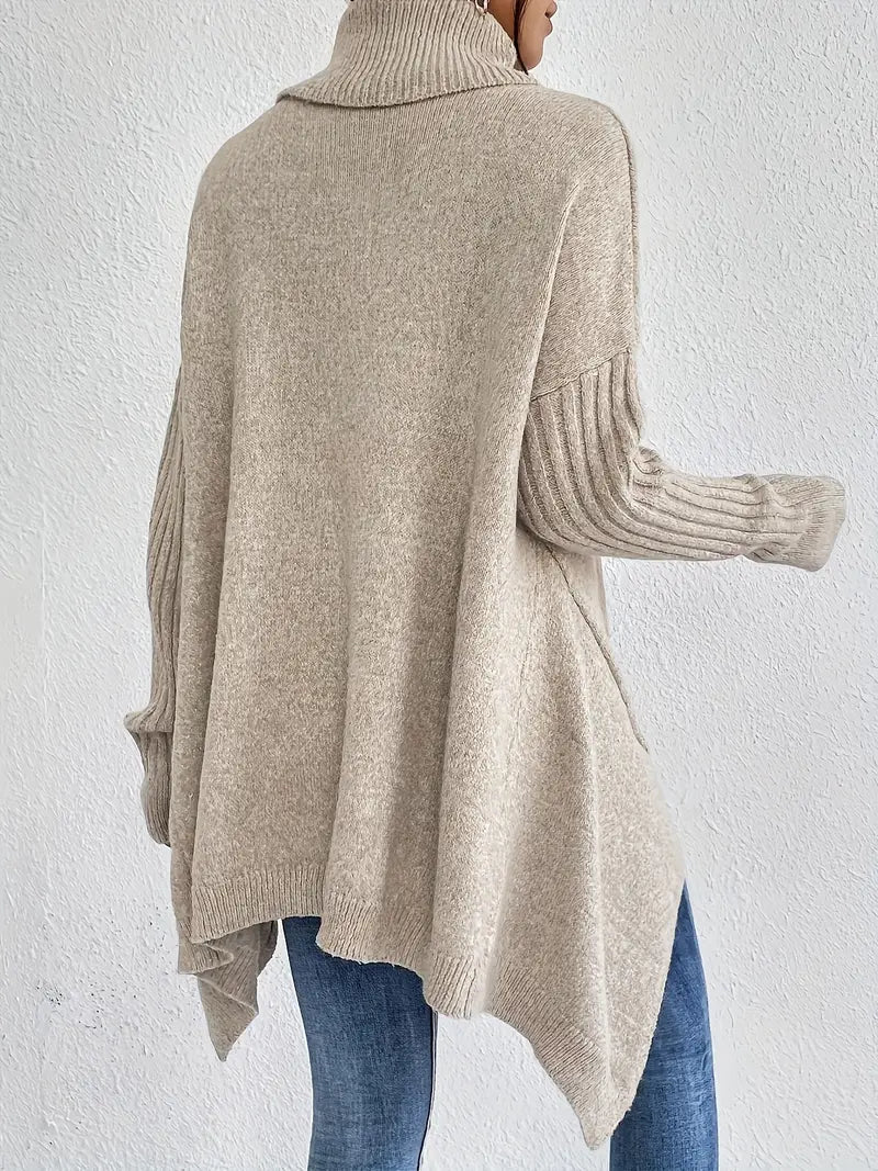 Damen Rollkragenpullover Oversize mit geripptem Kragen Jully