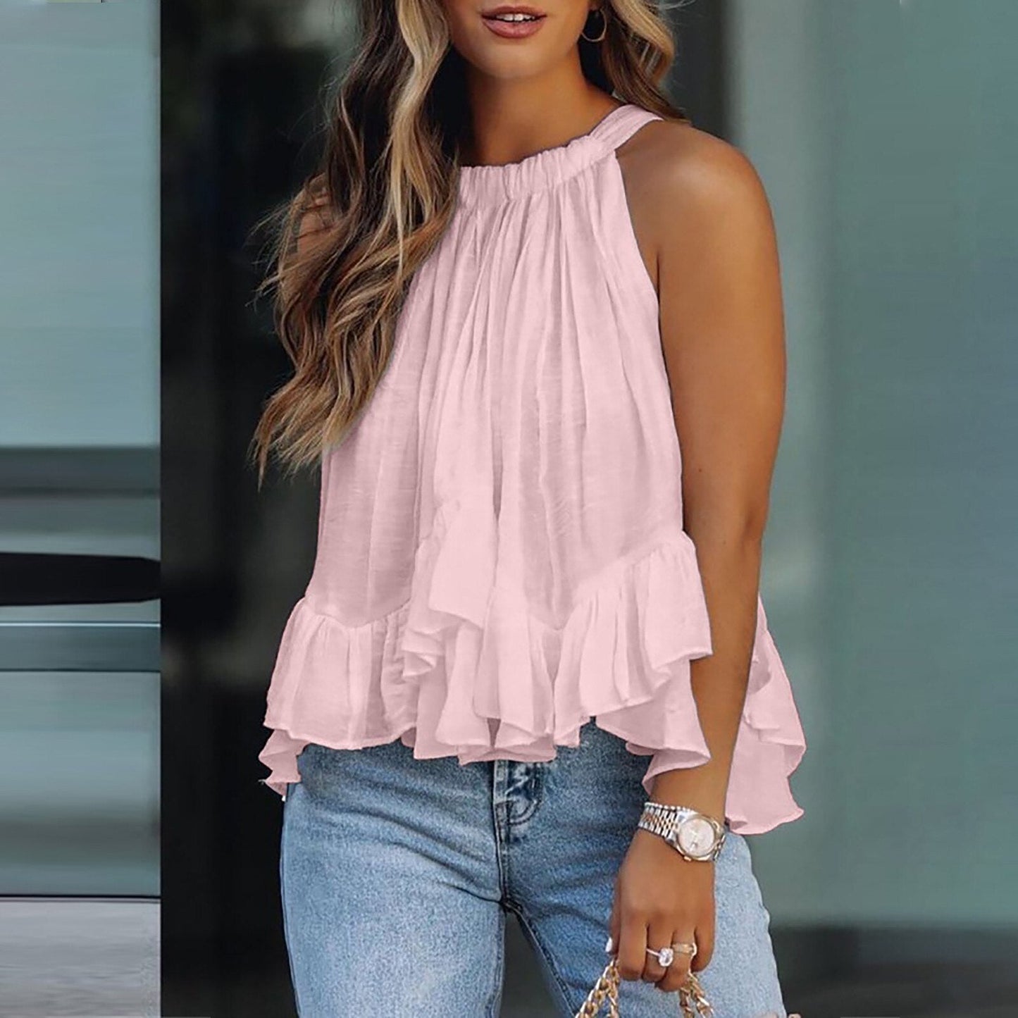 Damen Rüschen-Top aus edler Seide mit elegantem Schnitt Jully