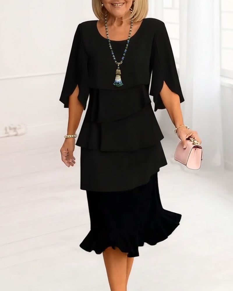 Damen Rüschenkleid mit fließender A-Linie Jully