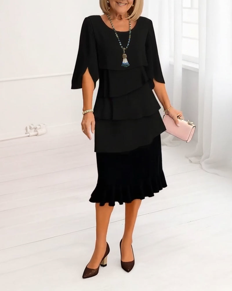 Damen Rüschenkleid mit fließender A-Linie Jully
